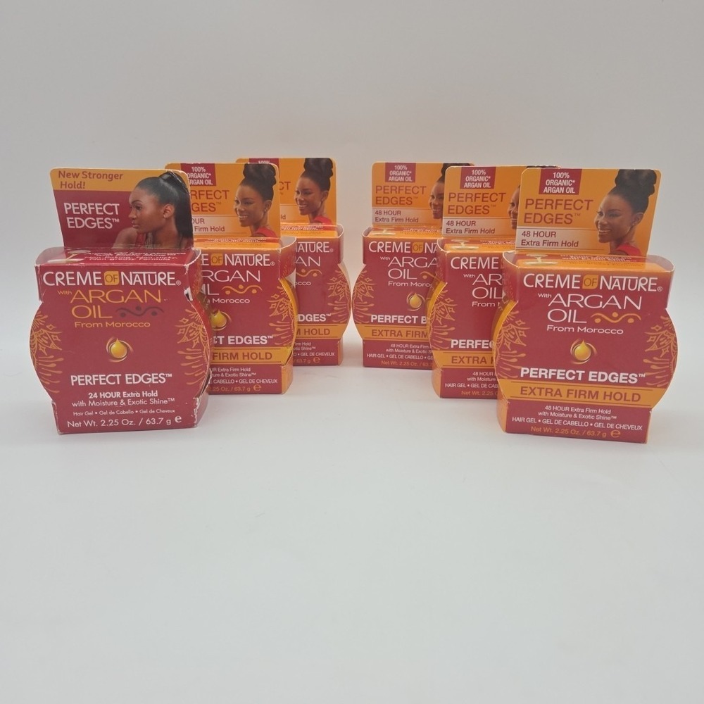 NEW Lot 6 Creme of Nature Argan Oil Perfect Edges Extra Firm 2.25oz (24 & 48 Hr)